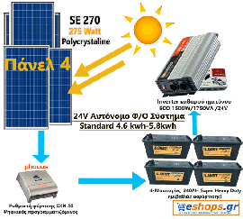 24V Αυτόνομο Φ/Ο Σύστημα Standard 4.6 kwh- 5.8kwh